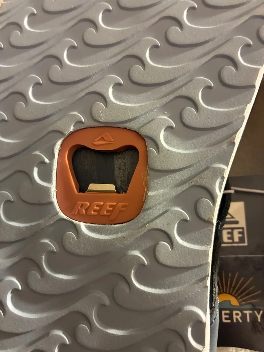 Fahrrty x Reef collab Unisex Navy, Mustard & Rust Sunset Graphic Flip Flops